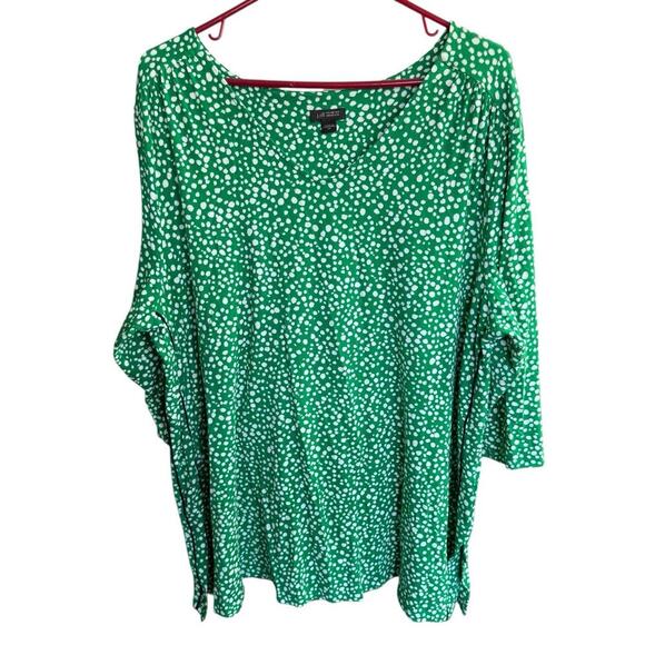 J Jill Wearever Collection Top Green Polkadot 2XL XXL Relaxed Comfortable Boxy - Picture 1 of 8